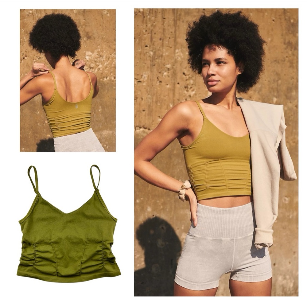 NWOT Free People Good Karma Ruched Crop Tank M/L
